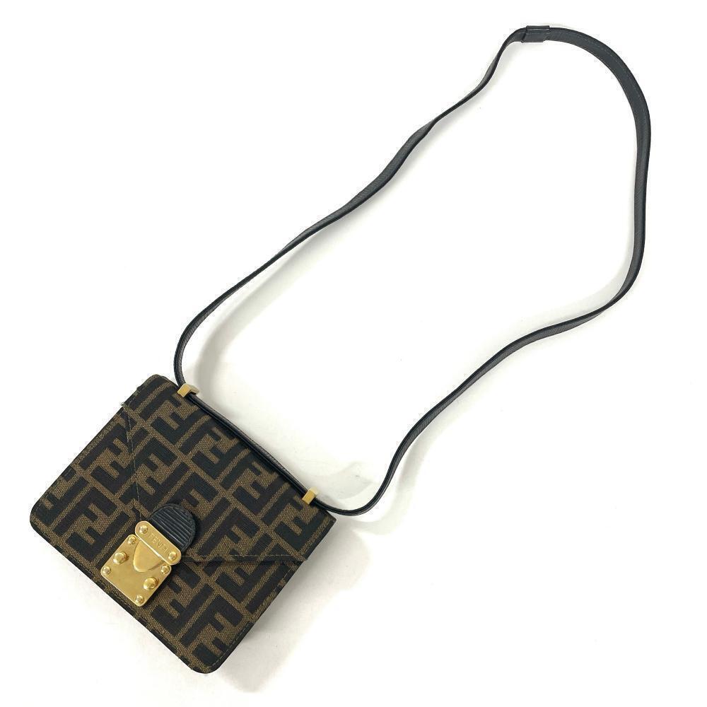 Fendi Zucca Shoulder Bag Canvas Brown